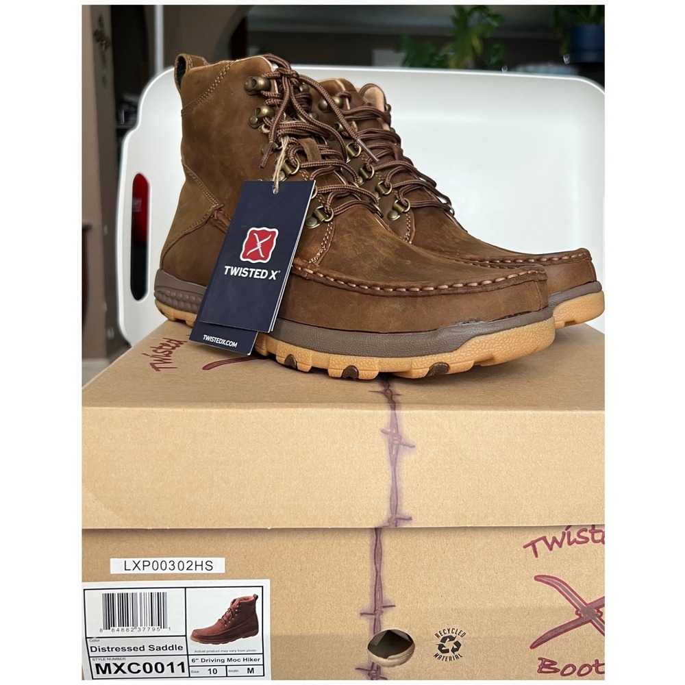 Twisted X Mens MXC0011 6in Hiker Boots Size 10M Brown Leather Moc Toe New